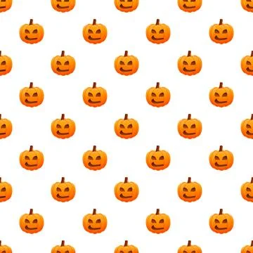 Orange jack o lantern pumpkins creating a spooky seamless pattern Illustrazione stock