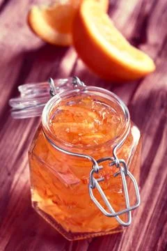 Orange Jam in Jar Stock Photos