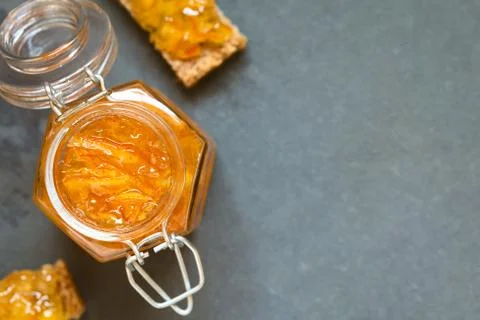 Orange Jam in Jar Stock Photos