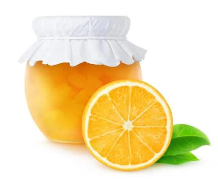 Orange jam in a jar Stock Photos
