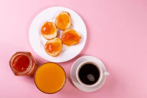 Orange jam toasts Stock Photos