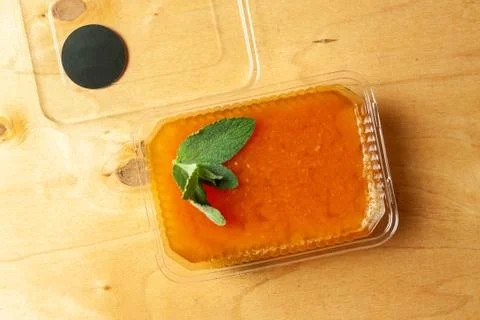 Orange jelly with mint Stock Photos