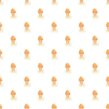 Orange jellyfish repeating pattern on white background イラスト素材
