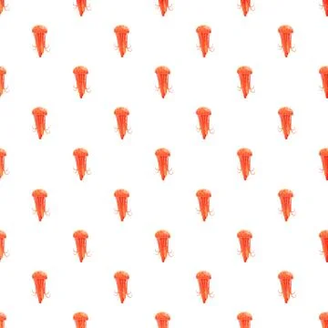 Orange jellyfish repeating pattern on white background 스톡 일러스트