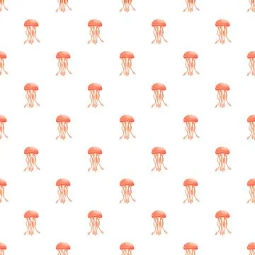 Orange jellyfish repeating pattern on white background Stockillustratie