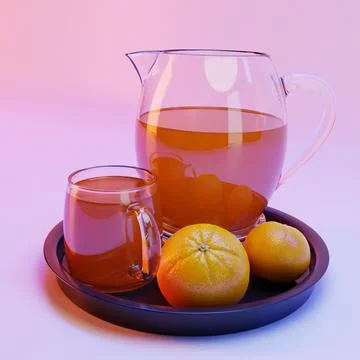 Orange juice 3d composition Stock Illustration