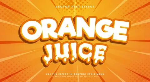 Orange Juice 3D editable text effect Template Stock Illustration