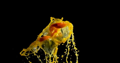 Orange juice and slices falling Stock Footage 154136153