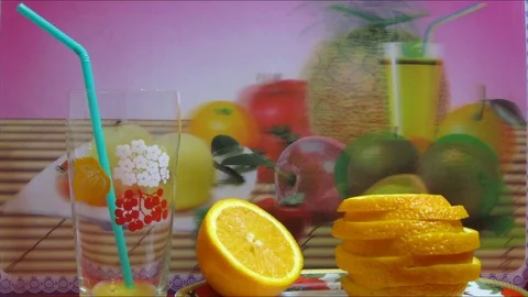 Orange juice is being poured Stock Footage 106701783