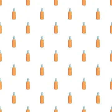 Orange juice bottles creating a refreshing seamless pattern background 스톡 일러스트