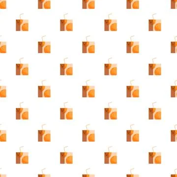 Orange juice box beverage pattern with straw Illustrazione stock