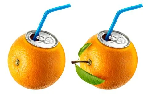 Orange juice can Stock Photos