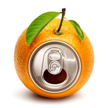 Orange juice can Stock Photos