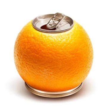 Orange juice can Stock Photos