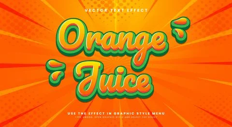 Orange Juice editable text effect Template Illustrazione stock