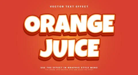Orange Juice editable text effect Template Illustrazione stock