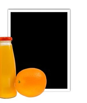 Orange juice with empty frame Stock Photos