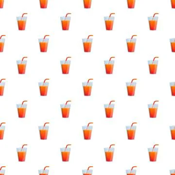 Orange juice glasses seamless pattern with straws Stock Illustration