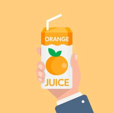 Orange juice in hand icon in flat style. Fruit beverage vector illustration o Illustrazione stock
