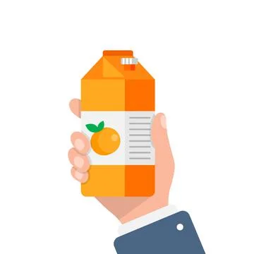 Orange juice in hand icon in flat style. Fruit beverage vector illustration o Illustrazione stock