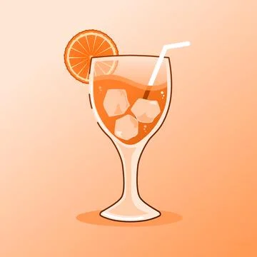 Orange juice with ice cube vector flat design Stock Illustration