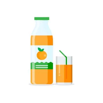 Orange juice icon in flat style. Fruit beverage vector illustration on isolat Illustrazione stock