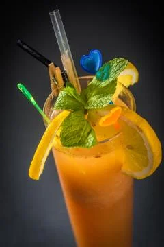Orange juice with mint Stock Photos