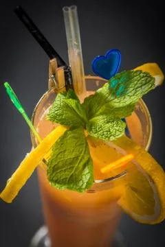 Orange juice with mint Stock Photos