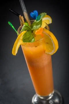 Orange juice with mint Stock Photos