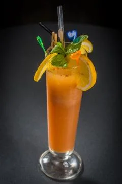 Orange juice with mint Stock Photos