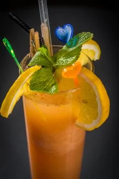 Orange juice with mint Stock Photos