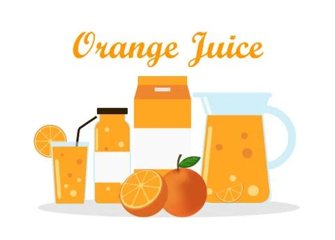 Orange juice with pack template packaging design - vector illustration Stock Illustration