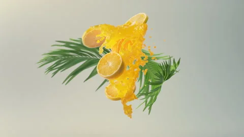 Orange Juice with Palm Branches 스톡 동영상 135442326