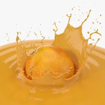 Orange with Juice Splash 3D Model