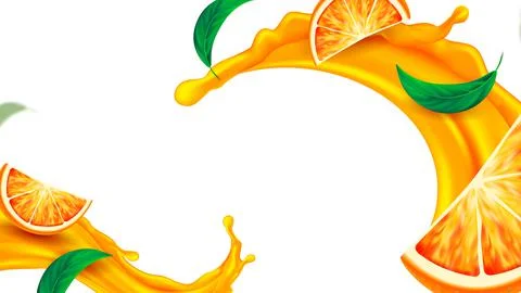 Orange Juice Splash And Mint Copy Space Vector Illustrazione stock