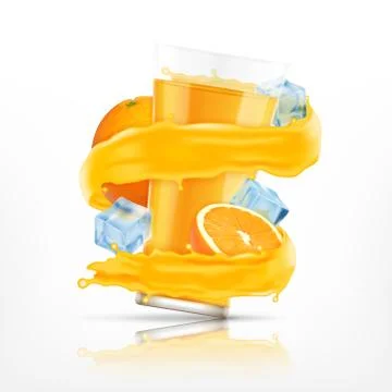 Orange juice splash Stock Illustration