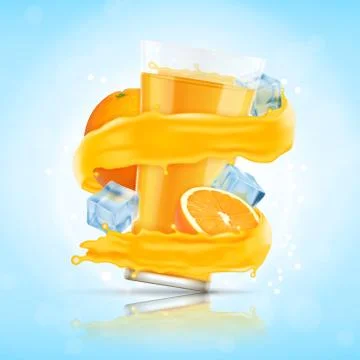 Orange juice splash Stock Illustration