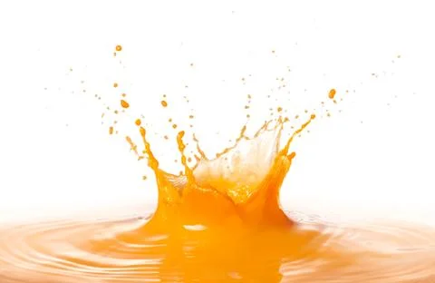 Orange juice splash Stock Photos
