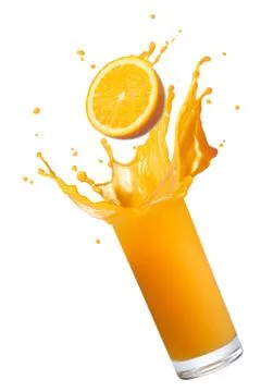 Orange juice splash Stock Photos