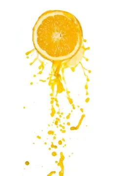 Orange juice splash Stock Photos