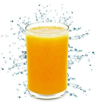 Orange juice splash Stock Photos