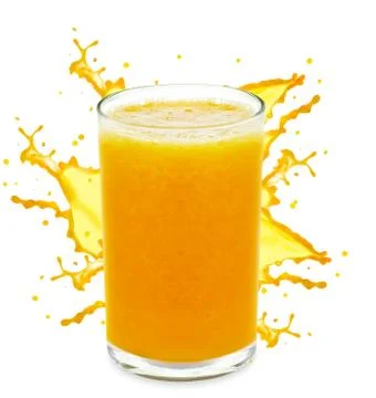Orange juice splash Stock Photos