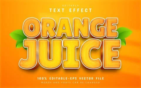 Orange juice text effect editable Stock Illustration