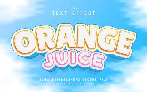 Orange juice text effect editable Stock Illustration