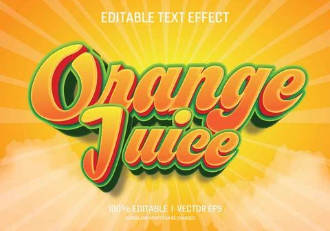 Orange juice vector 3d text effect with modern style design Stock Illustration