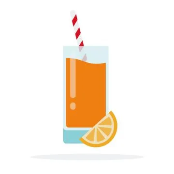 Orange juice vector flat material design isolated object on white background. Stock Illustration
