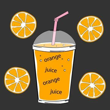 Orange juice vector illustration on a gray background. Stock Illustration