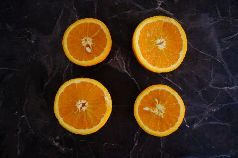 Orange Juice, Vitamin C Boost, Freshly hand juiced fruit juice. Half cut oran Stock Photos
