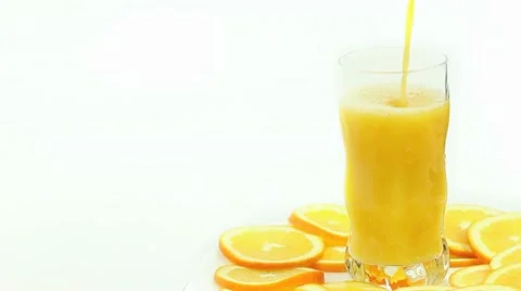 Orange juice on white Stock Footage 9058833