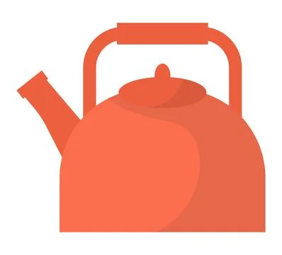 Orange kettle on a light background. Simple kitchen appliance design. Cooking Stock-Illustration